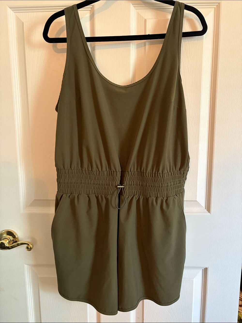 Abercrombie & FitchWomen's Olive Green Sleeveless Romper with Drawstring Waist